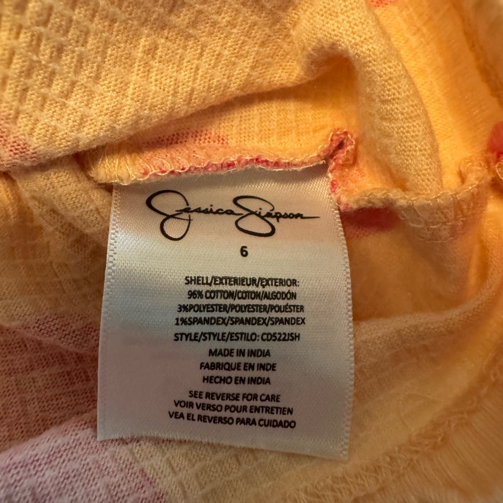 Jessica Simpson Pink Floral Ruffle Shoulder Flutter Sleeve Shirt 6 - Picture 3 of 6